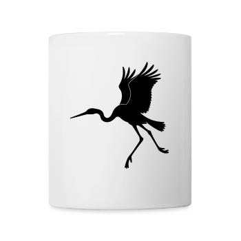 Kranich im Flug – Elegante Vogel Silhouette - Tasse - Weiß - Vorne
