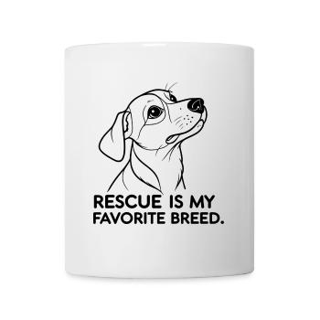 Fine Line Hund – Rescued Is My Favorite Breed - Tasse - Weiß - Vorne