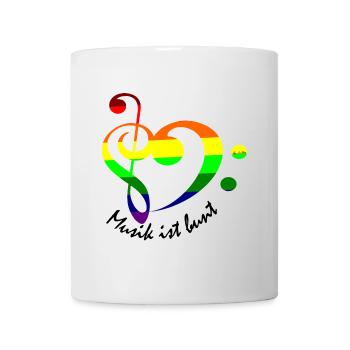 Herz bunt Notenschlüssel Regenbogenfarben - Tasse - Weiß - Vorne