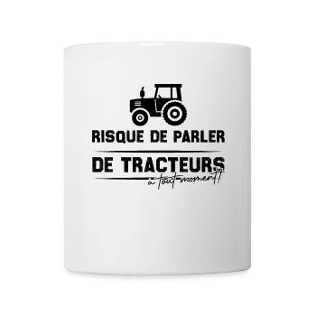 Risque de parler de tracteurs à tout moment - Mug blanc - blanc - Devant
