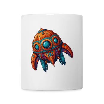 Buntes fantasievolles skurriles Raumschiff - Tasse - Weiß - Vorne