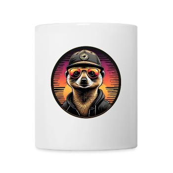 Suricate cool avec des lunettes de soleil et une casquette de baseball - Mug blanc - blanc - Devant