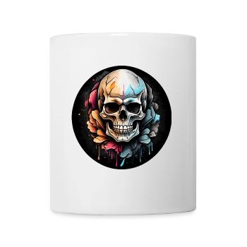 Skull in watercolor technique in a circle - Mug - white - Front