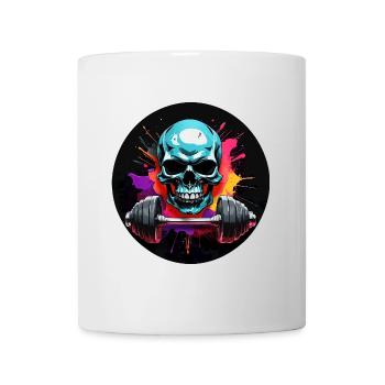 Skull Bodybuilding mit Hantel Workout Aquarell - Tasse - Weiß - Vorne