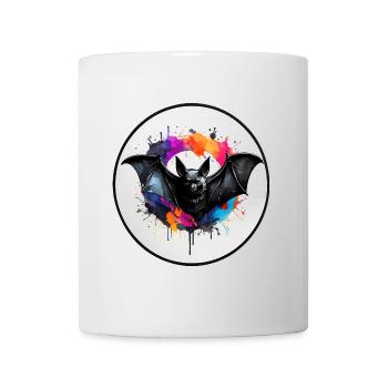 Bat in watercolor technique in circular area - Mug - white - Front