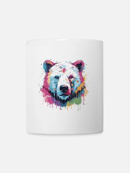 Eisbär Tier Pop Art Kopf Polar bär - Tasse - Weiß