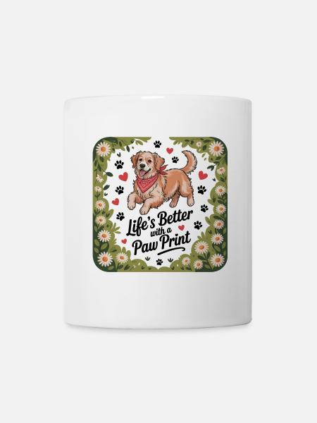 La vie est meilleure avec une empreinte de patte - Mug blanc - blanc