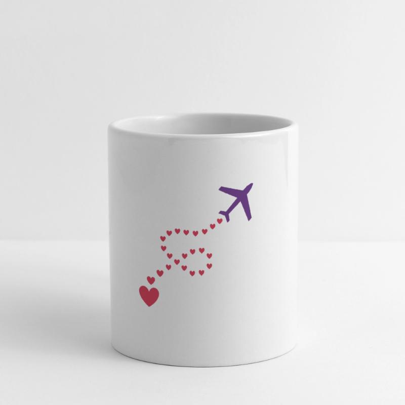★ couleurs de conception modifiables ★ avion (trace, coeurs) Mug blanc