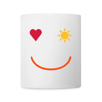 ★ Designfarben änderbar ★ Lächelndes Gesicht - Tasse - Weiß - Vorne
