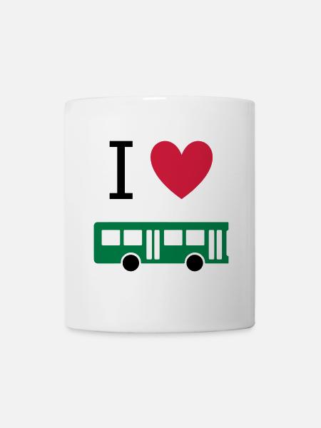 ★ Designfarben änderbar ★ Ich liebe Busse - Tasse - Weiß