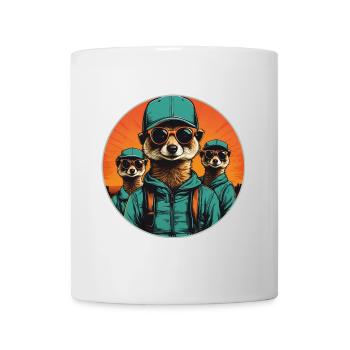 Three cool meerkats with sunglasses - Mug - white - Front