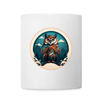 Buntes grafisches Eulendesign für Eulenfans - Tasse - Weiß - Vorne