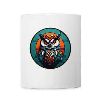 Buntes grafisches Eulendesign für Eulenfans - Tasse - Weiß - Vorne