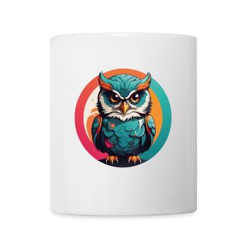 kleine süsse Eule im Farbkreis Eulendesign - Tasse - Weiß - Vorne