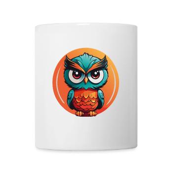 Petit hibou mignon dans la roue de couleur hibou Design - Mug blanc - blanc - Devant