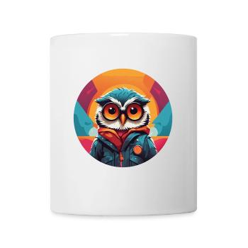 kleine süsse Eule im Farbkreis Eulendesign - Tasse - Weiß - Vorne