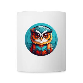 Petit hibou mignon dans la roue de couleur hibou Design - Mug blanc - blanc - Devant
