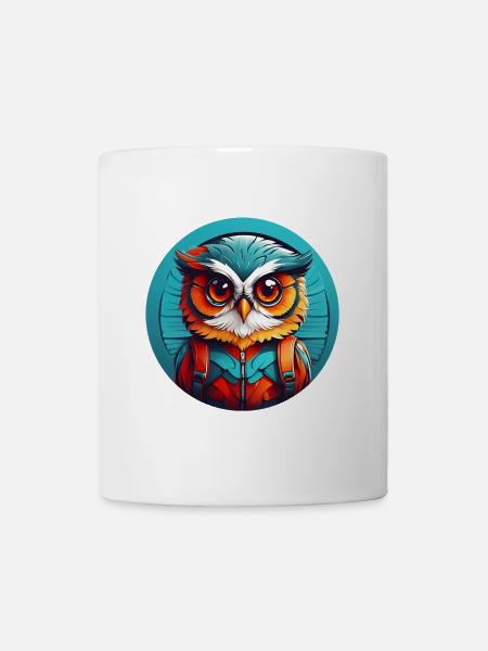 Petit hibou mignon dans la roue de couleur hibou Design - Mug blanc - blanc
