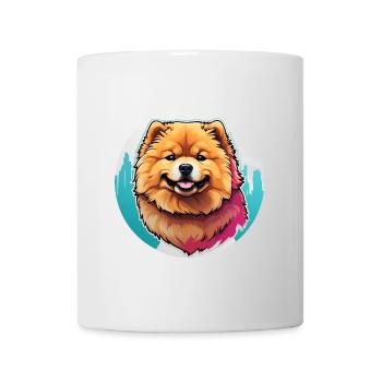 Chow Chow Portrait im Farbkreis - Tasse - Weiß - Vorne