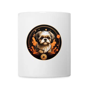 Shih Tzu Portrait in Decorative Circle Frame - Mug - white - Front