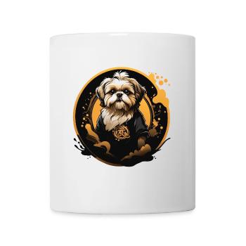 Shih Tzu Portrait in Decorative Circle Frame - Mug - white - Front