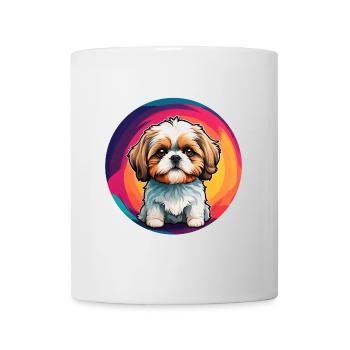 Shih Tzu Portrait im Farbkreis - Tasse - Weiß - Vorne