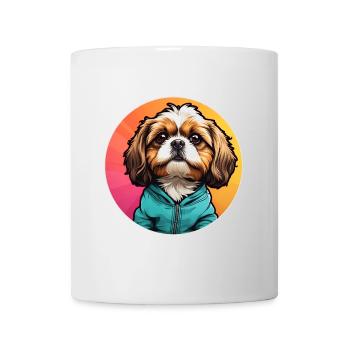 Shih Tzu Portrait im Farbkreis - Tasse - Weiß - Vorne