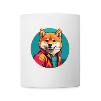 Shiba Inu Portrait im Farbkreis - Tasse - Weiß - Vorne