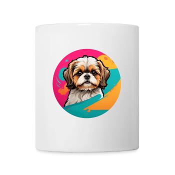 Shih Tzu Portrait im Farbkreis - Tasse - Weiß - Vorne