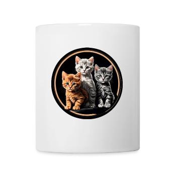 Three cute kittens in a round frame - Mug - white - Front
