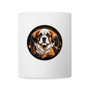 St. Bernard Portrait in Round Frame - Mug - white - Front