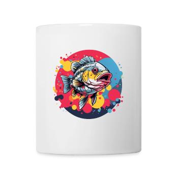 Barsch im Farbkreis. Herrlich buntes Barschdesign - Tasse - Weiß - Vorne