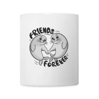 Deux drôles d’amis phoques pour toujours - Mug blanc - blanc - Devant