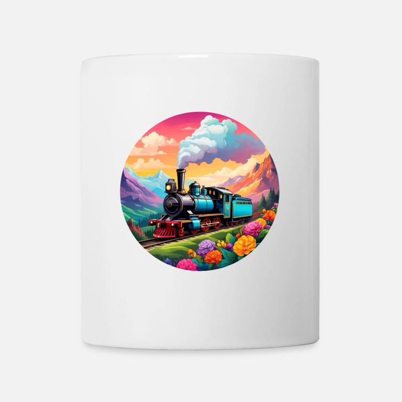 Nostalgische qualmende Dampflokomotive - Tasse - Weiß