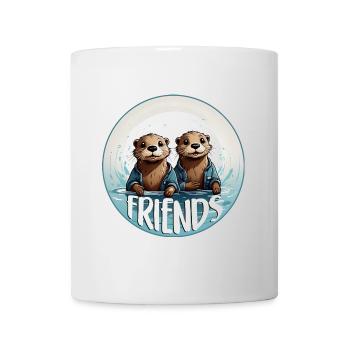 Amis Deux loutres amoureuses dans l’eau - Mug blanc - blanc - Devant