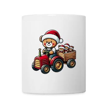 Teddy as Santa Claus with tractor - Mug - white - Front