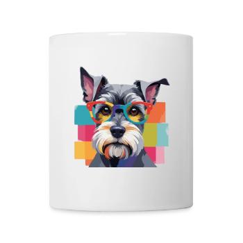 Miniature Schnauzer Dog in Glasses Colored - Mug - white - Front
