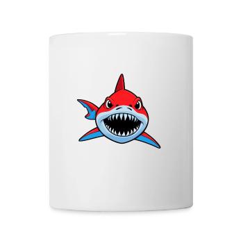Cartoon Comic Cooler Roter Hai - Tasse - Weiß - Vorne
