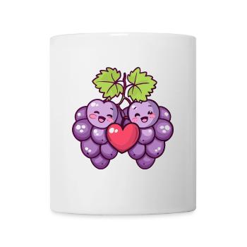 Weintrauben Paar Liebe Herz Comic - Tasse - Weiß - Vorne