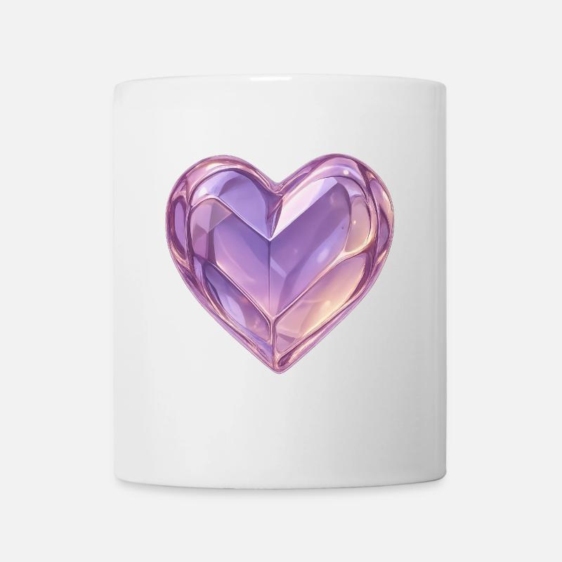 3D Glass Heart Purple - Mug - white