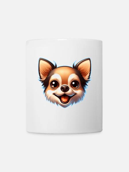 Chihuahua Hund Kopf Comic Cartoon - Tasse - Weiß