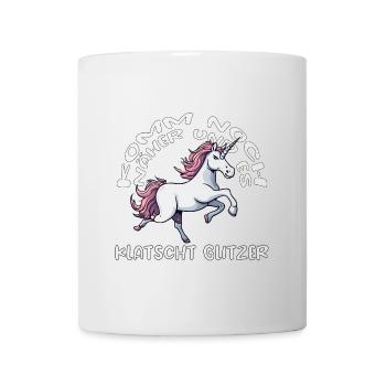 Komm noch näher und es klatscht Glitzer - Tasse - Weiß - Vorne