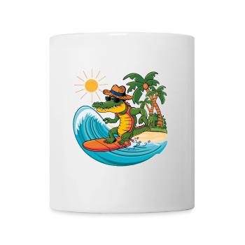 Funny cool alligator surfing. Alligator surfs - Mug - white - Front