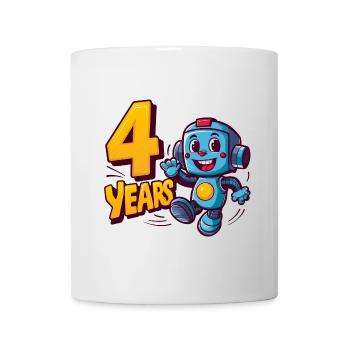 Vier Jahre süßer kleiner Roboter Kindergeburtstag - Tasse - Weiß - Vorne