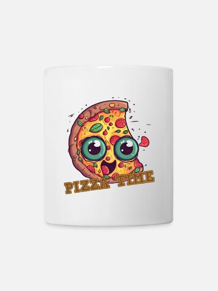 Pizza (mit Text) - Tasse - Weiß