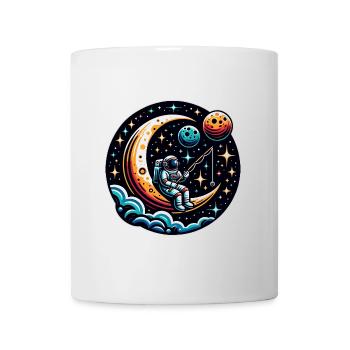 Astronaut sitzt auf der Mondsichel und angelt - Tasse - Weiß - Vorne