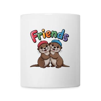 Friends Two otters with colorful caps - Mug - white - Front