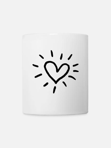 Heart Sun Doodle : Art en bâtons d’amour - Mug blanc - blanc