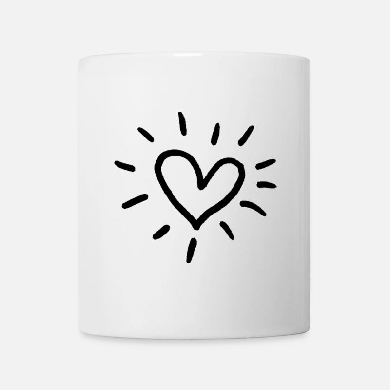 Heart Sun Doodle : Art en bâtons d’amour - Mug blanc - blanc