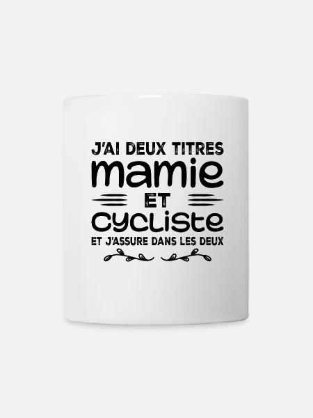 Deux Titres Mamie Cycliste | Grand-mère | Vélo - Mug blanc - blanc